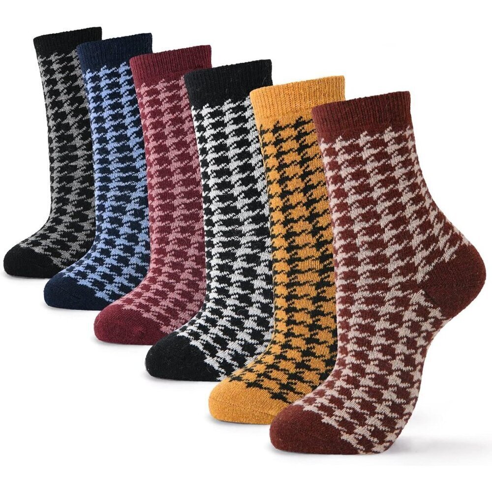 🆕 Women Black Winter Warm Thick Thermal  Ladies Novelty Cozy Crew Socks 6 Pairs